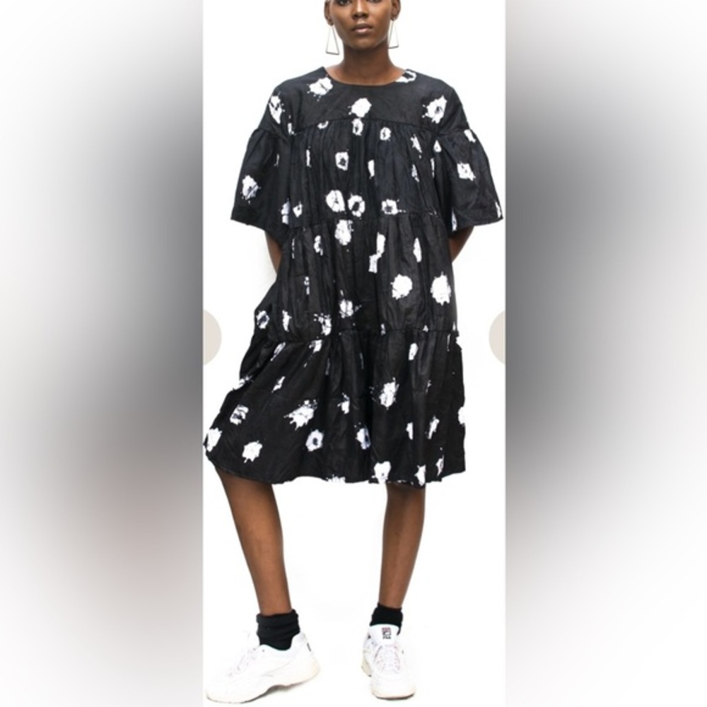 BUSAYO Gbenga African Swing Black White Dress M NWT